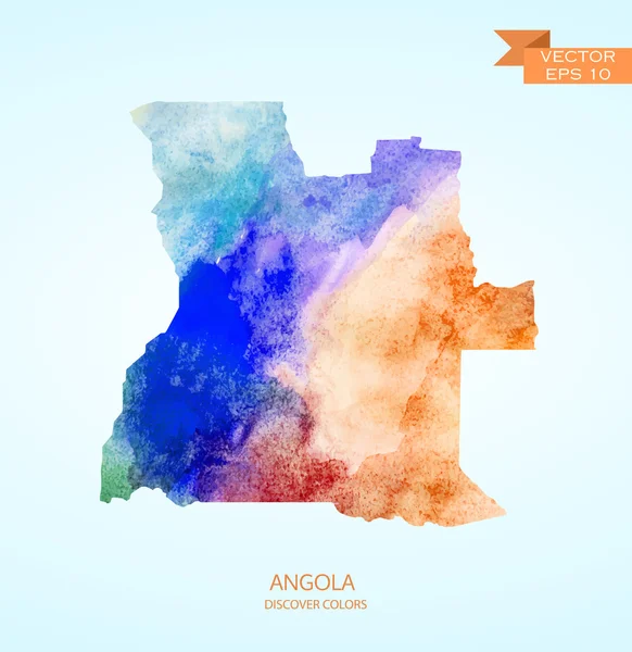 Akvarell skiss karta över Angola — Stock vektor