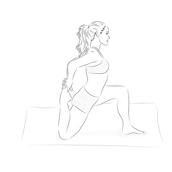 Mujer de yoga sketchy — Vector de stock