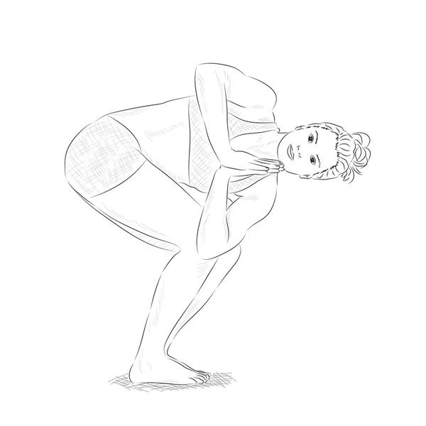 Mujer de yoga sketchy — Vector de stock