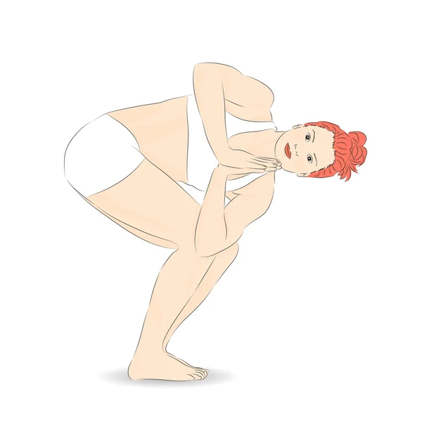Donna yoga abbozzato — Vettoriale Stock