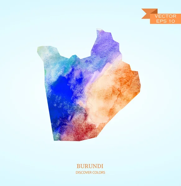 Mappa schizzo acquerello del Burundi — Vettoriale Stock