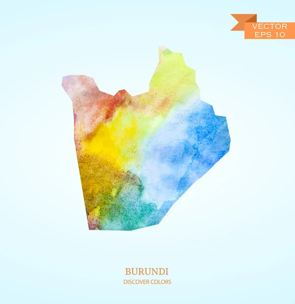 Acuarela boceto mapa de Burundi — Vector de stock