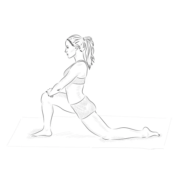 Schetsmatig yoga vrouw — Stockvector