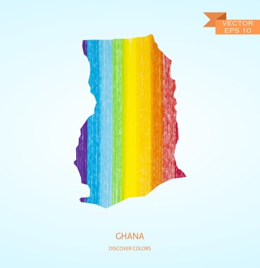 Watercolor sketch map of Ghana
