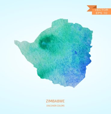 Zimbabve Haritası suluboya kroki