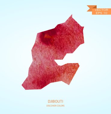 Watercolor sketch map of Djibouti