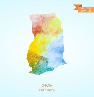 Watercolor sketch map of Ghana