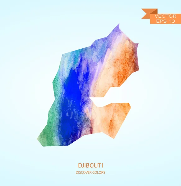 Mapa do esboço de aquarela de Djibouti — Vetor de Stock