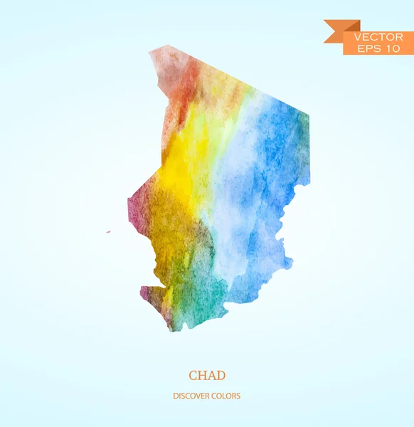 Acuarela bosquejo mapa de Chad — Vector de stock
