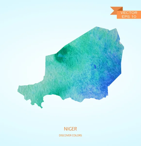 Akvarell térképvázlatot Niger — Stock Vector