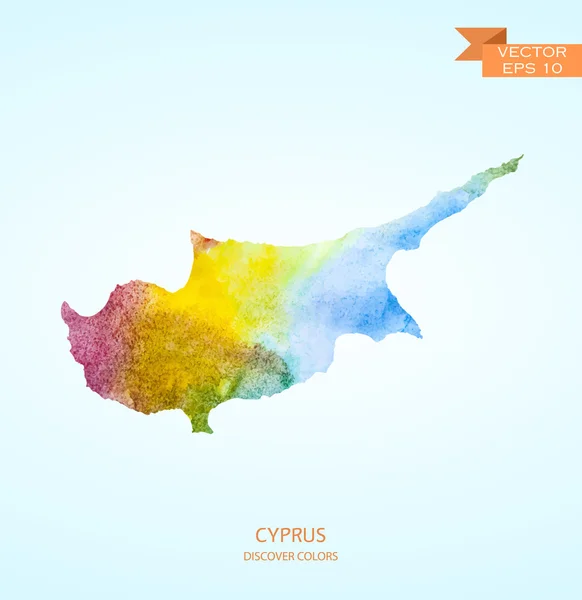 Mapa del boceto de acuarela de Chipre — Vector de stock