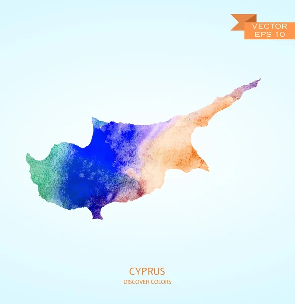 Watercolor sketch map of Cyprus — Stock Vector