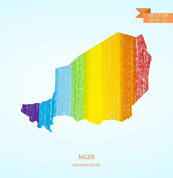 Watercolor sketch map of Niger — Stock Vector