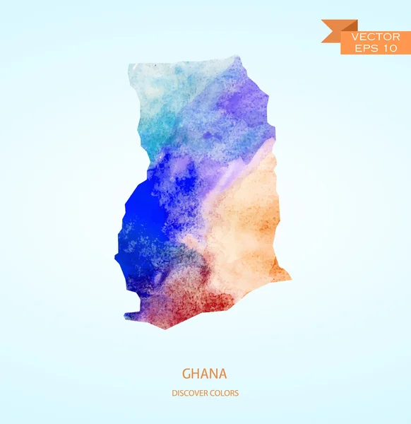 Mapa del boceto de acuarela de Ghana — Vector de stock