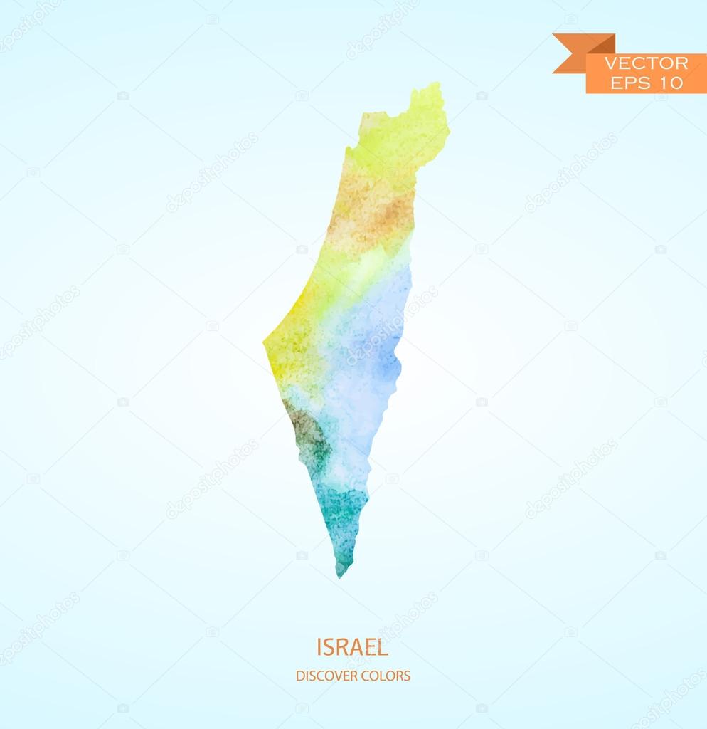 watercolor sketch map of Israel