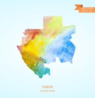 Watercolor sketch map of Gabon