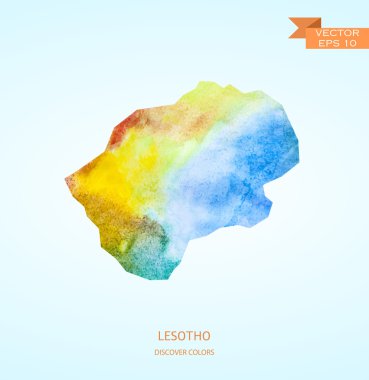 Lesoto Haritası suluboya kroki