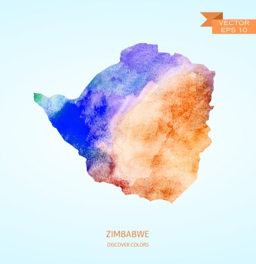 Zimbabve Haritası suluboya kroki