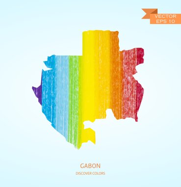 Watercolor sketch map of Gabon
