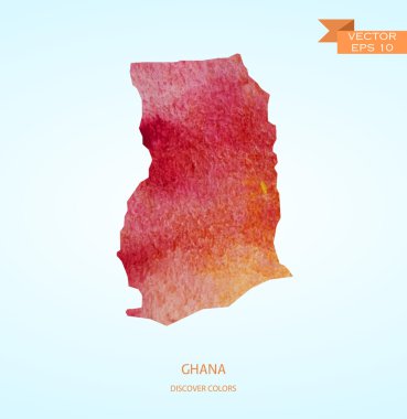 Watercolor sketch map of Ghana