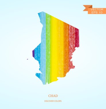 Watercolor sketch map of Chad