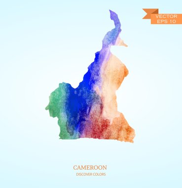Kamerun Haritası suluboya kroki