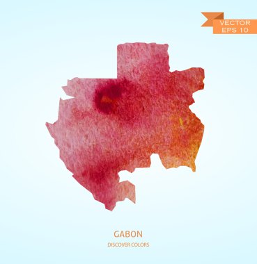 Watercolor sketch map of Gabon