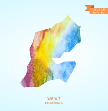 Watercolor sketch map of Djibouti