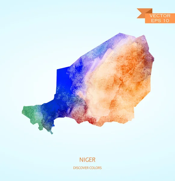 Mappa schizzo acquerello del Niger — Vettoriale Stock