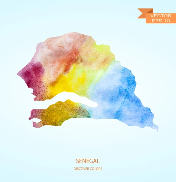 Mapa del boceto de acuarela de Senegal — Vector de stock