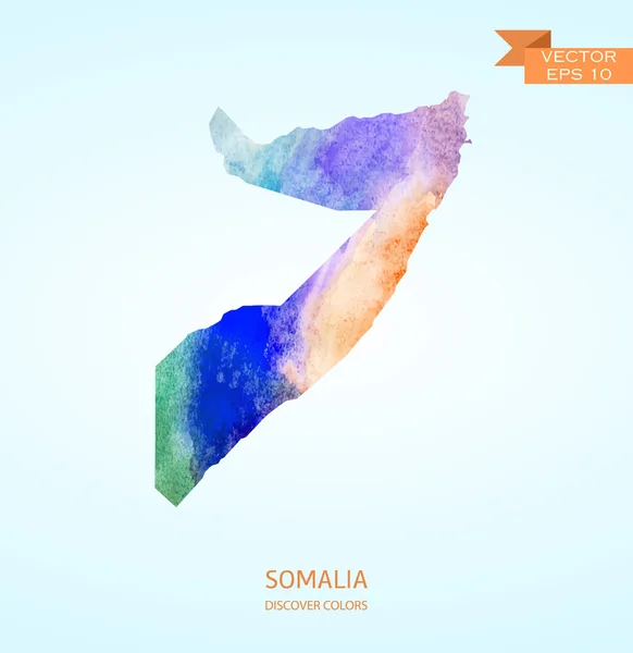 ソマリアの水彩スケッチ マップ — ストックベクタ