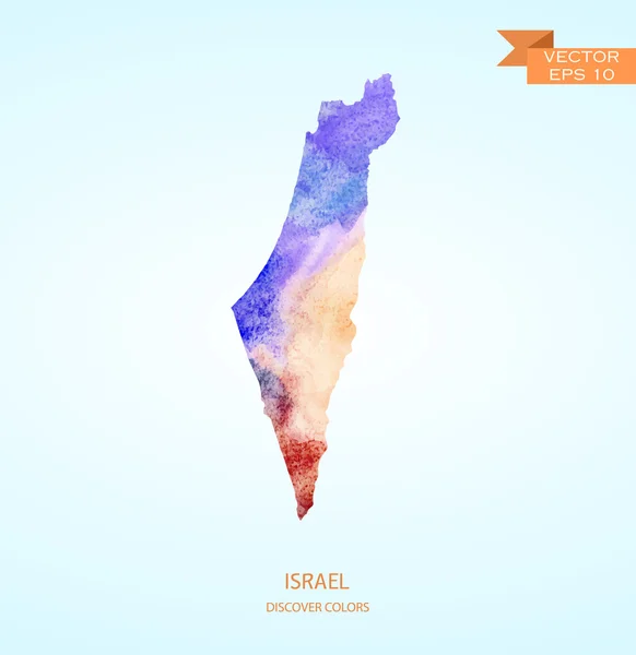 Acuarela bosquejo mapa de Israel — Vector de stock