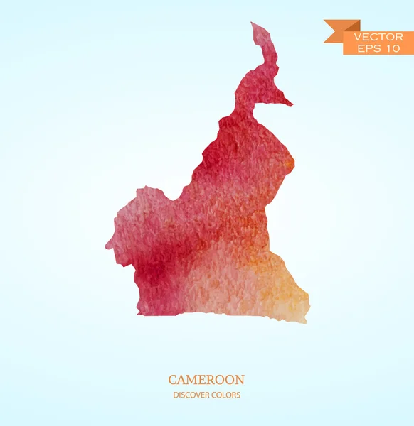 Aquarelle croquis carte du Cameroun — Image vectorielle