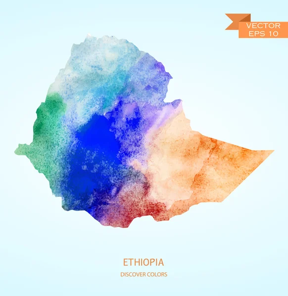 Mapa de bocetos de acuarela de Etiopía — Archivo Imágenes Vectoriales