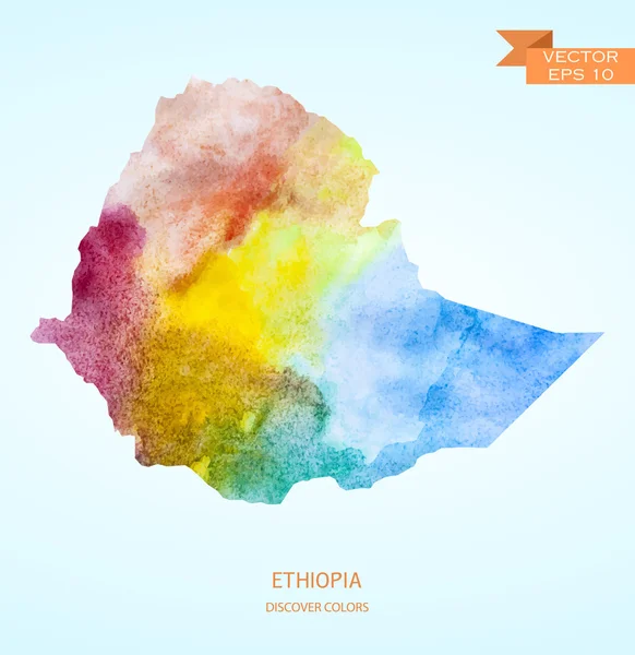 Watercolor sketch map of Ethiopia — ストックベクタ