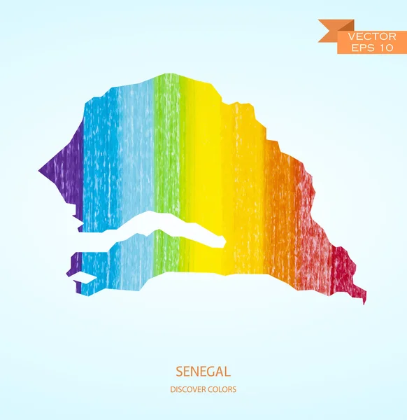 Mapa del boceto de acuarela de Senegal — Vector de stock