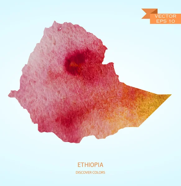 Aquarellskizze Karte von Äthiopien — Stockvektor