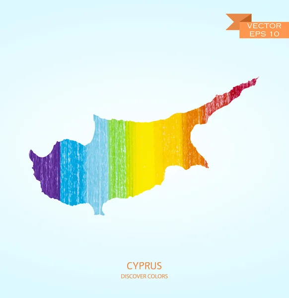 Mapa del boceto de acuarela de Chipre — Archivo Imágenes Vectoriales