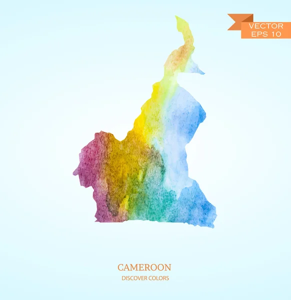 Aquarelle croquis carte du Cameroun — Image vectorielle