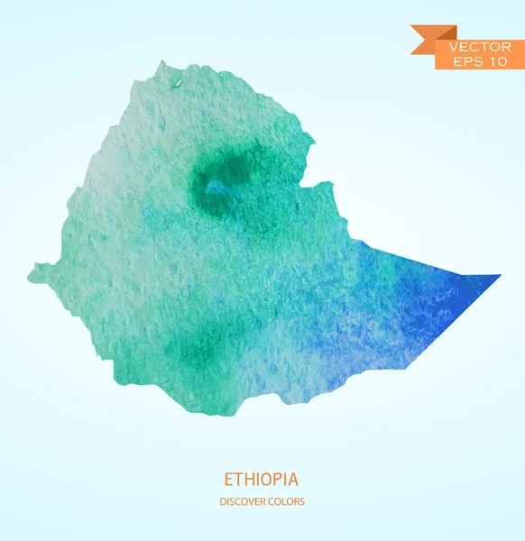 Aquarellskizze Karte von Äthiopien — Stockvektor