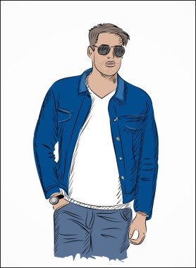 sketch of attractive young man