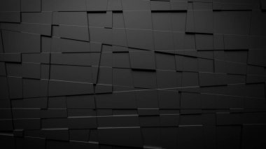 Düzensiz karelerden yapılmış karanlık, soyut bir arka plan. 3d oluşturma 