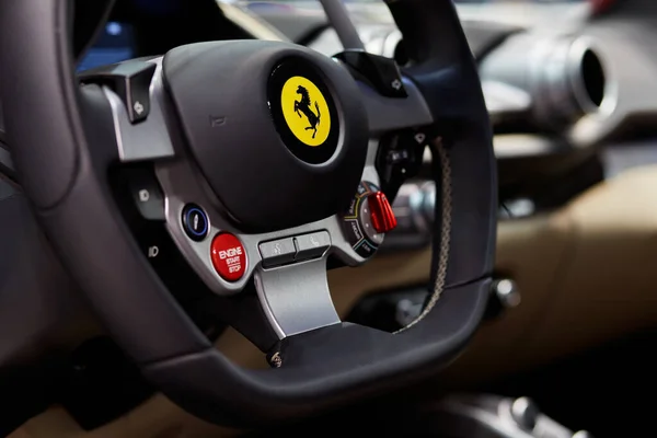 Poznan Poland 2017 Steering Wheel Interior Ferrari 812 Superfast — 스톡 사진