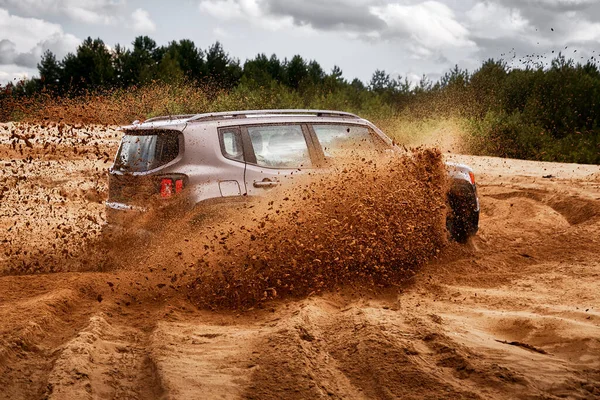 Desierto Siedlce Polonia 2017 Diversión Desierto Con Coche 4X4 Jeep —  Fotos de Stock