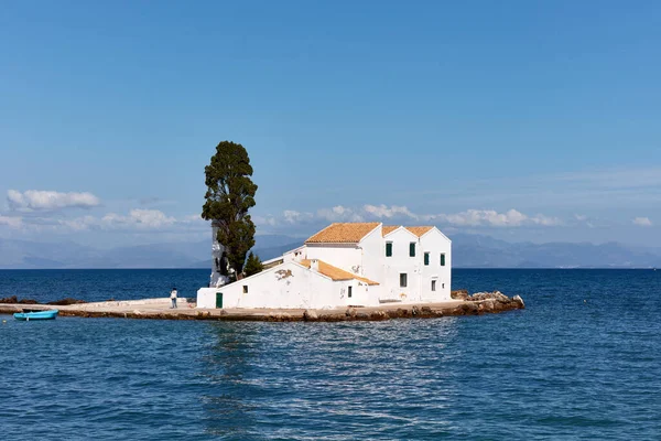 Vlacherna Monastero Sull Isola Corfù Grecia Luogo Molto Visitato Dai — Foto Stock