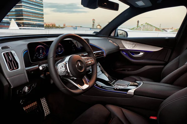 Katowice Poland June 2020 Electric Mercedes Eqc Cockpit View City — 스톡 사진