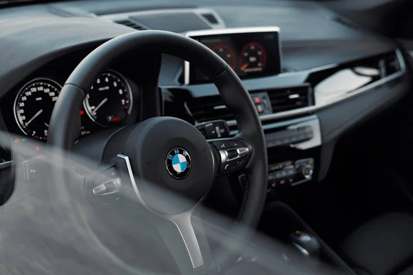 Volante Interior Bmw Versão Sport Vista Lado Motorista Através Uma — Fotografia de Stock