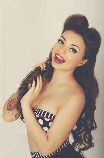 Portrait of beautiful girl model in pin up — Stock Photo, Image