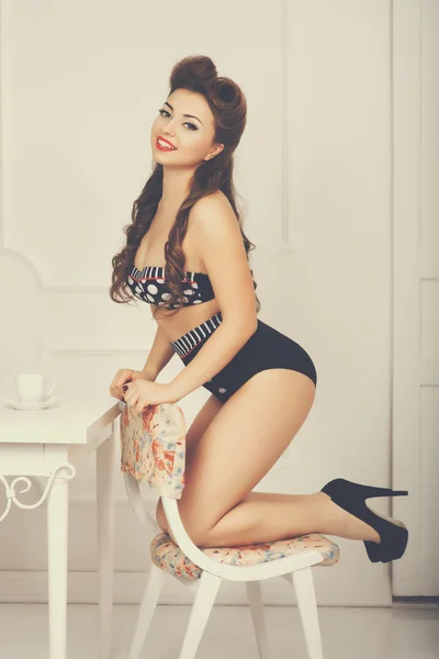 Portrait of beautiful girl model in pin up — Stock Photo, Image