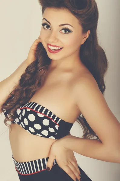 Portrait of beautiful girl model in pin up — Stock Photo, Image